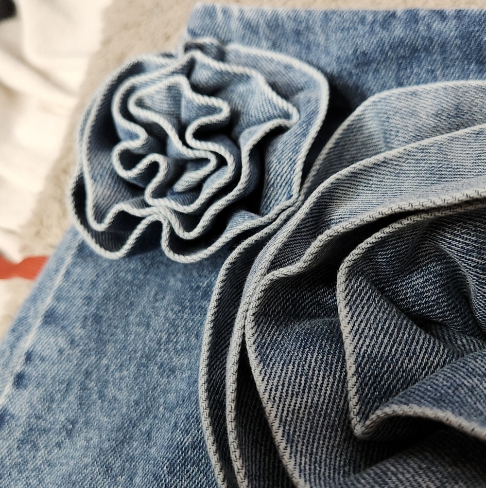 Women's Rosette Denim Mini Skirt - Future Collective Medium Wash XXL - Picture 8 of 13